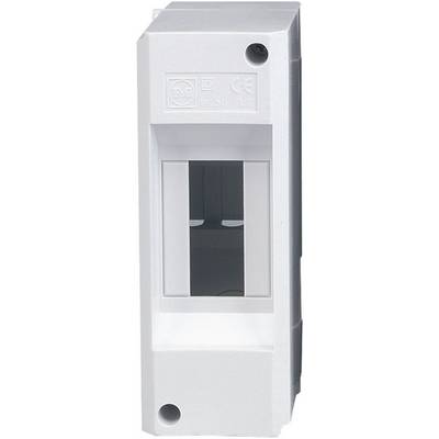 White plastic enclosure with rectangular opening, suitable for electrical applications or installations.