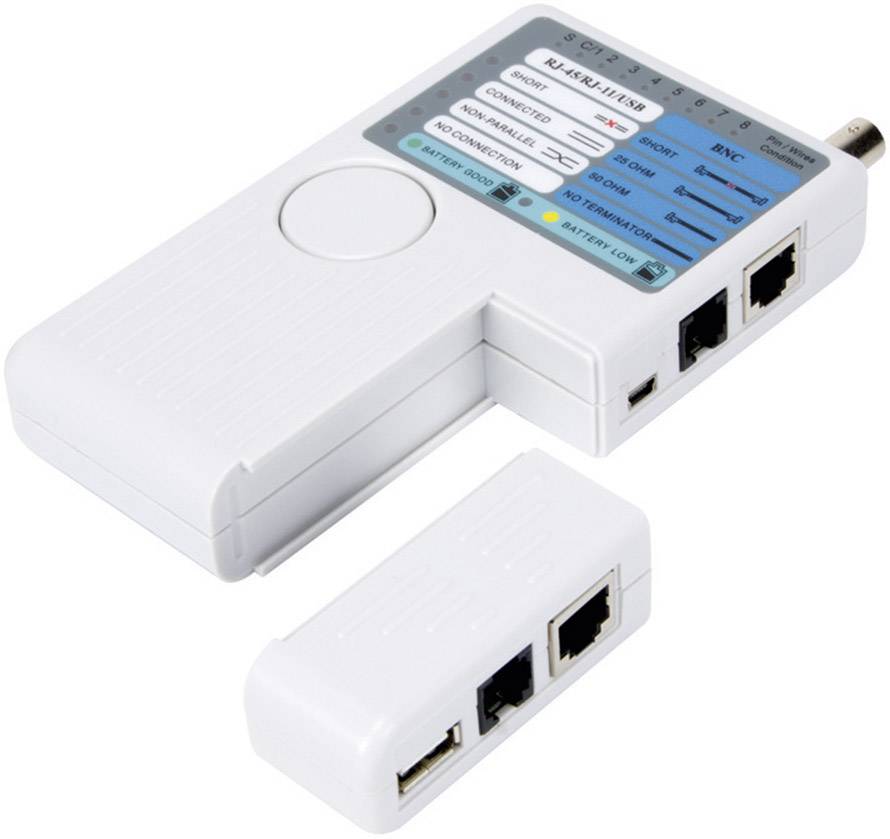 Cable meter VTLAN7 Velleman VTLAN7 Suitable for USB-A, USB-B, BNC, RJ45, RJ12, RJ11, RJ10-1