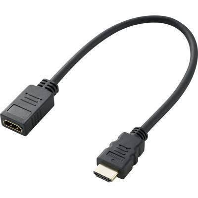 SpeaKa Professional HDMI Cable extension HDMI-A plug, HDMI-A socket 0.30 m Black SP-7870100 Audio Return Channel, gold p