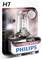 A Philips H7 VisionPlus halogen car bulb in its packaging, advertised with 'Original Quality' and '60% more visibility'. A vehicle image on the left.