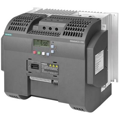 Siemens SINAMICS V20 industrial frequency inverter, display showing '5.50', with multiple control buttons and ventilation slots visible.