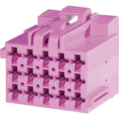 A pink electric plug adapter with multiple socket openings, suitable for technical connections in an electronic device or system.