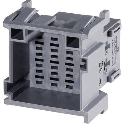 A grey, rectangular plastic enclosure with multiple openings and mounting tabs. Suitable for mechanical or electrical applications.