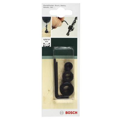 'Bosch Drill Extension Set: Includes three drill bit sizes (6/8/10 mm) and two Allen keys. Packaging displays brand and tool illustrations.'