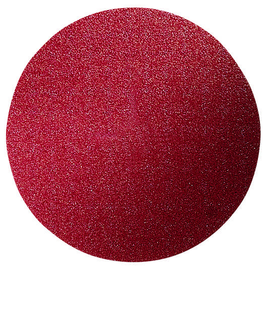 A round, red textured background featuring a fine, sparkling grain.
