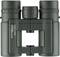 Green binoculars with a central focusing wheel and markings on the tubes. Front view, manufacturer's brand visible.