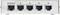 'Back of a network switch with five Ethernet ports, labelled IN/OUT, A, B, C, D.'