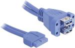 Delock USB pin header cable USB 3.0 socket on 2x USB 3.0-A socket on top of each other, blue 0.45 m