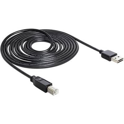 Black USB cable with USB Type-A connector and square printer connection. Used for connecting printers to computers.