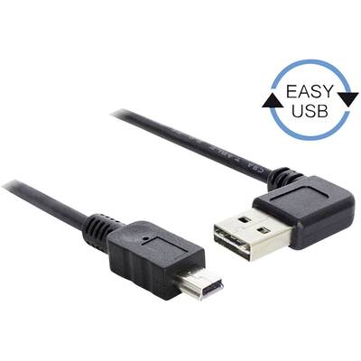 Delock USB cable USB 2.0 USB-A plug, USB-Mini-B plug 2.00 m Black gold plated connectors, UL-approved 83379