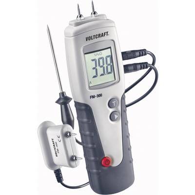A digital measuring device by Voltcraft, model FM-300, displays a temperature of 39.8 degrees on its screen.