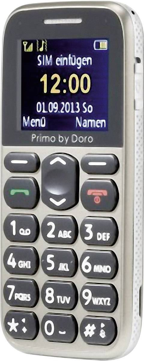 A mobile phone with large buttons and a display showing 'Insert SIM'. Time: 12:00, Date: 01/09/2013.