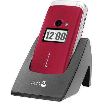 Primo by DORO 413 Big button flip top mobile phone Charging station, Panic button Red