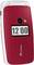 A red flip mobile phone with an illuminated external display showing '12:00'. The brand is marked as 'Primo'.