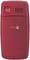Red flip mobile phone with emergency call button and 'doro' printed on the back.
