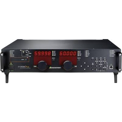 Electronic test instrument with digital displays and controls; shows '59.998' and '60.000', used for analysing electrical parameters.