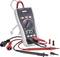 Digital multimeter with display, showing '0.15'. Includes test leads and rotary dial for various measurements.