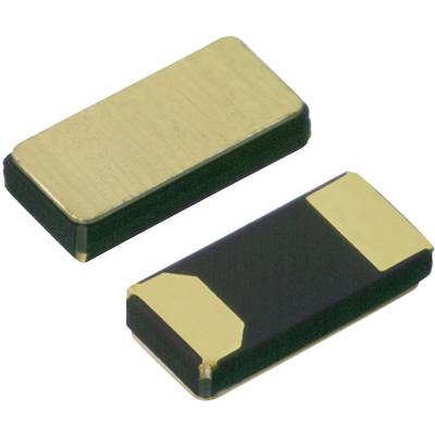 Two rectangular, gold-coloured electronic components on a light background, presumably SMD crystals, for circuit applications.