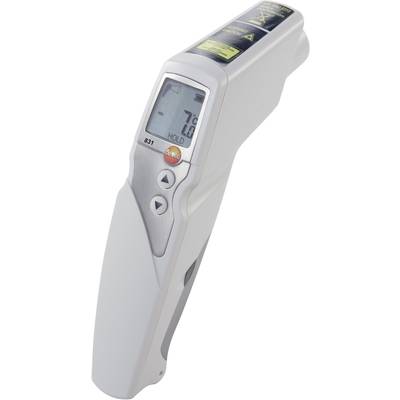 An infrared thermometer displays a reading of '7°C'. It is compact and handy, with a central red measurement button.