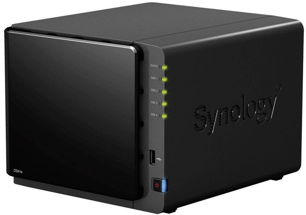 Сетевой накопитель synology ds414 сетевой накопитель с 4 отсеками для 3.5inch sata (ii) или 2.5inch sata/ssd, 1.33ghz (двухядер (4711174721573)