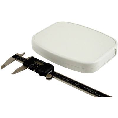 An electronic digital calliper lies beside a white rectangular box. The calliper displays precise measurements.