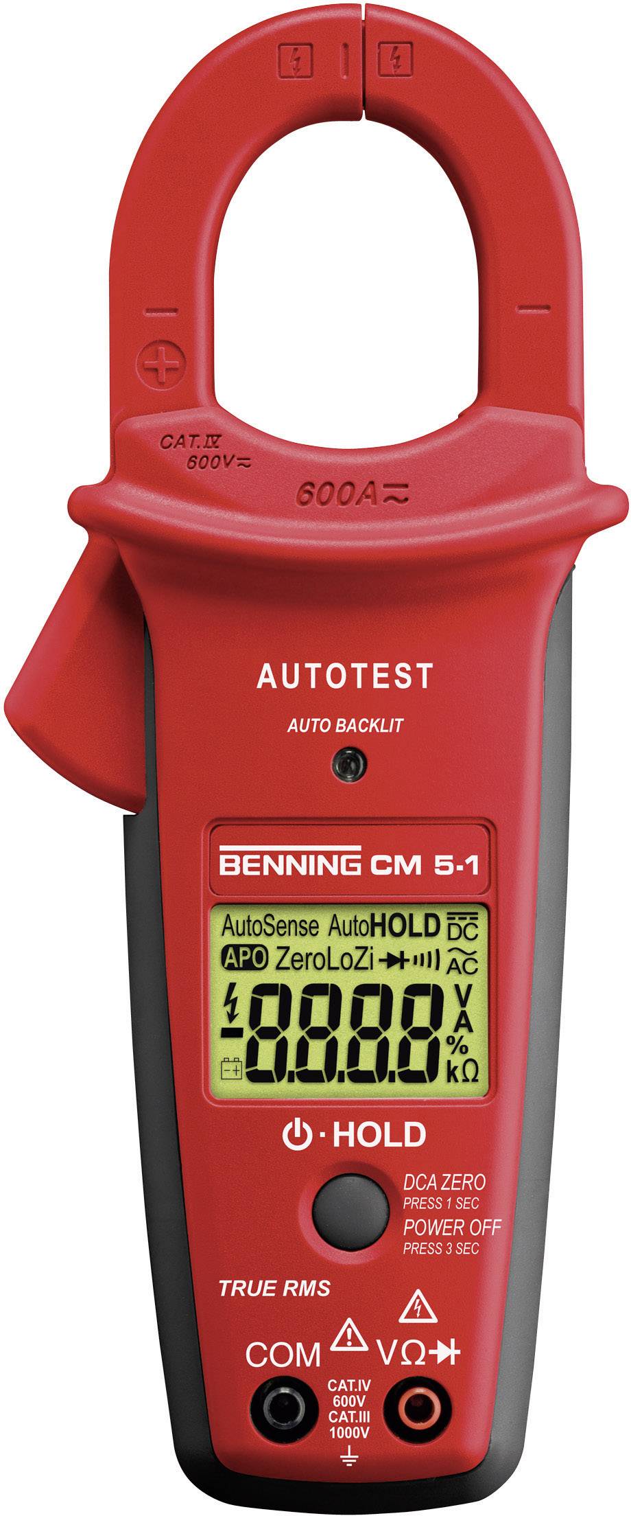 Benning CM 5-1 Clamp meter, Handheld multimeter Digital CAT III 1000 V, CAT IV 600 V Display (counts): 10000