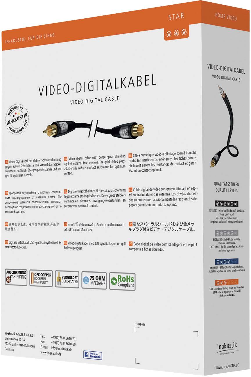 Inakustik RCA composite VHS Cable [1x RCA plug (phono) - 1x RCA plug (phono)] 0.75 m Black-4