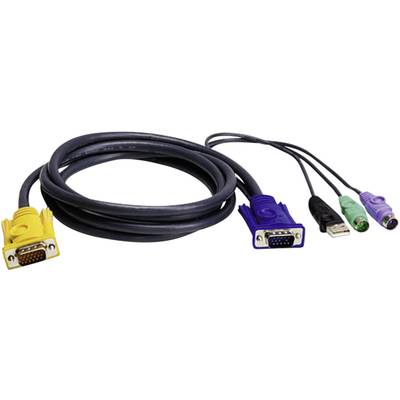 ATEN KVM Cable [2x PS/2 plug, USB 2.0 connector A, SPHD-15 plug - 1x SPHD-15 plug] 3.00 m Black 