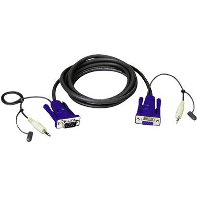 ATEN KVM Cable [1x VGA plug, Jack plug 3.5 mm - 1x VGA socket, Jack plug 3.5 mm] 1.80 m Black 