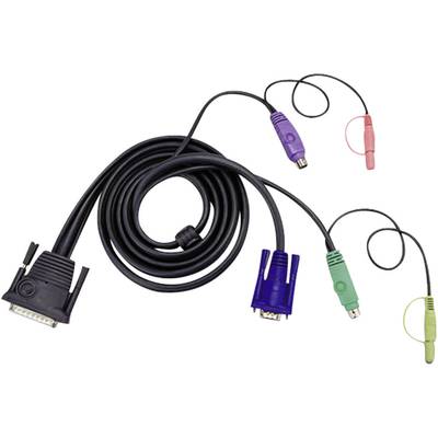 ATEN KVM Cable [2x Jack plug 3.5 mm, PS/2 plug, VGA plug - 1x D-SUB plug 25-pin] 10.00 m Black 