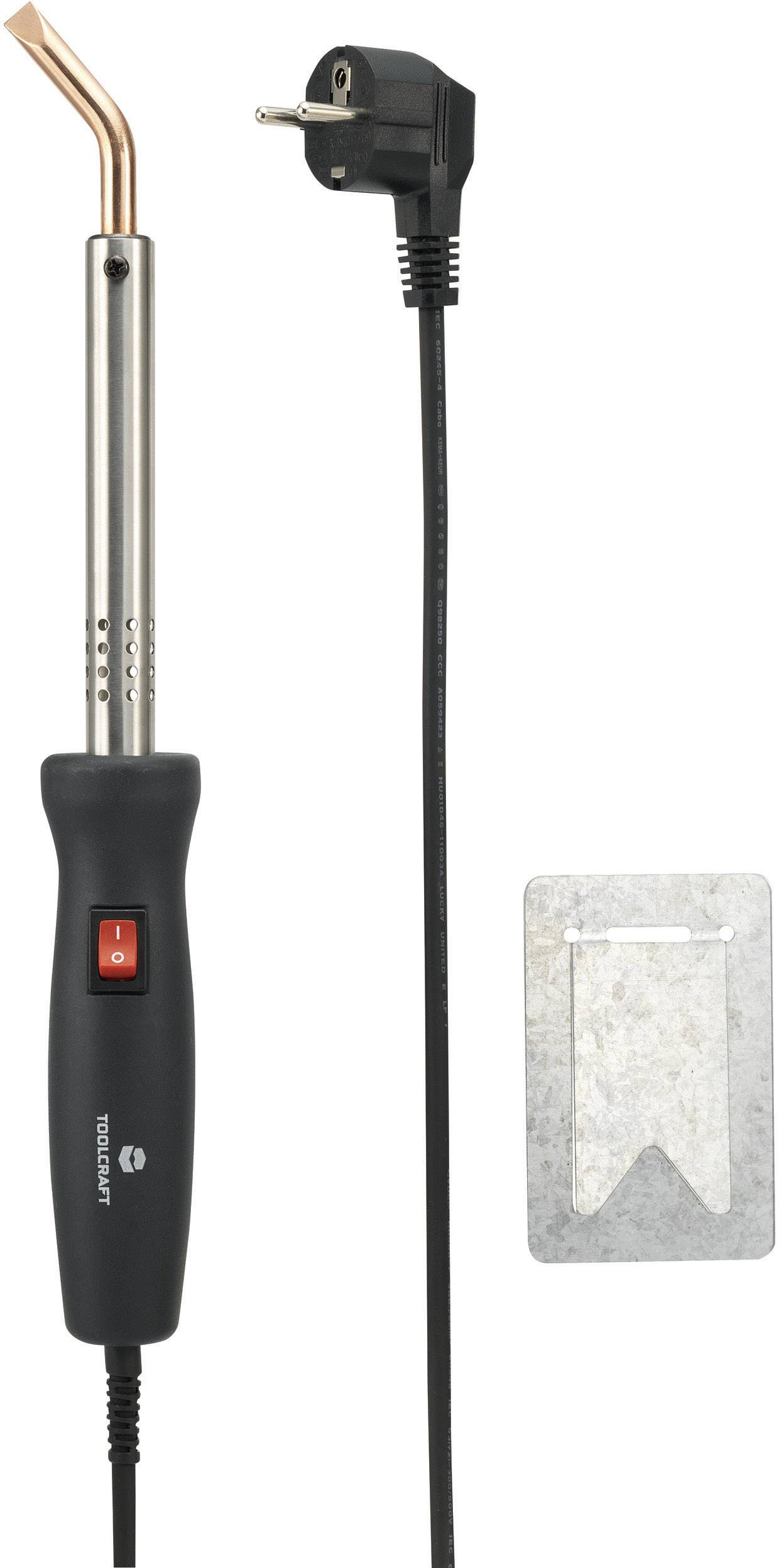 Soldering iron with EU plug and metal stand, suitable for electrical repairs and DIY projects.