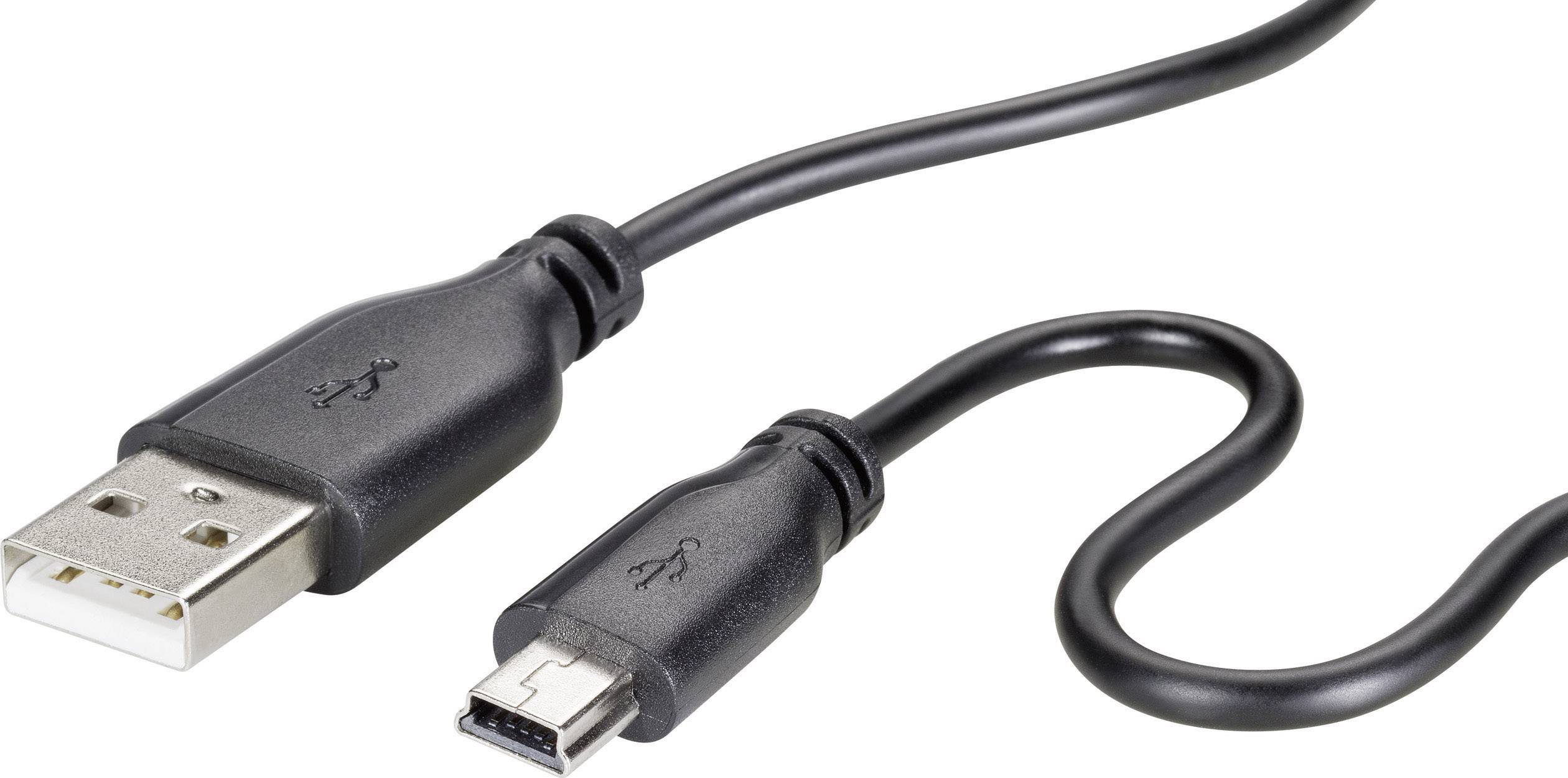USB cable USB-Mini-B plug, USB-A plug 1.00 m Black SuperSoft sheath 1013322 | Conrad.com