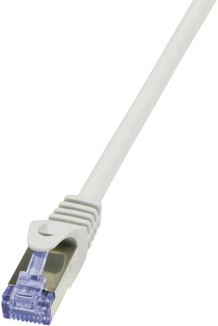 LogiLink CQ3021S RJ45 Network cable, patch cable CAT 6A S/FTP 0.50 m White Flame-retardant, incl. detent 1 pc(s)