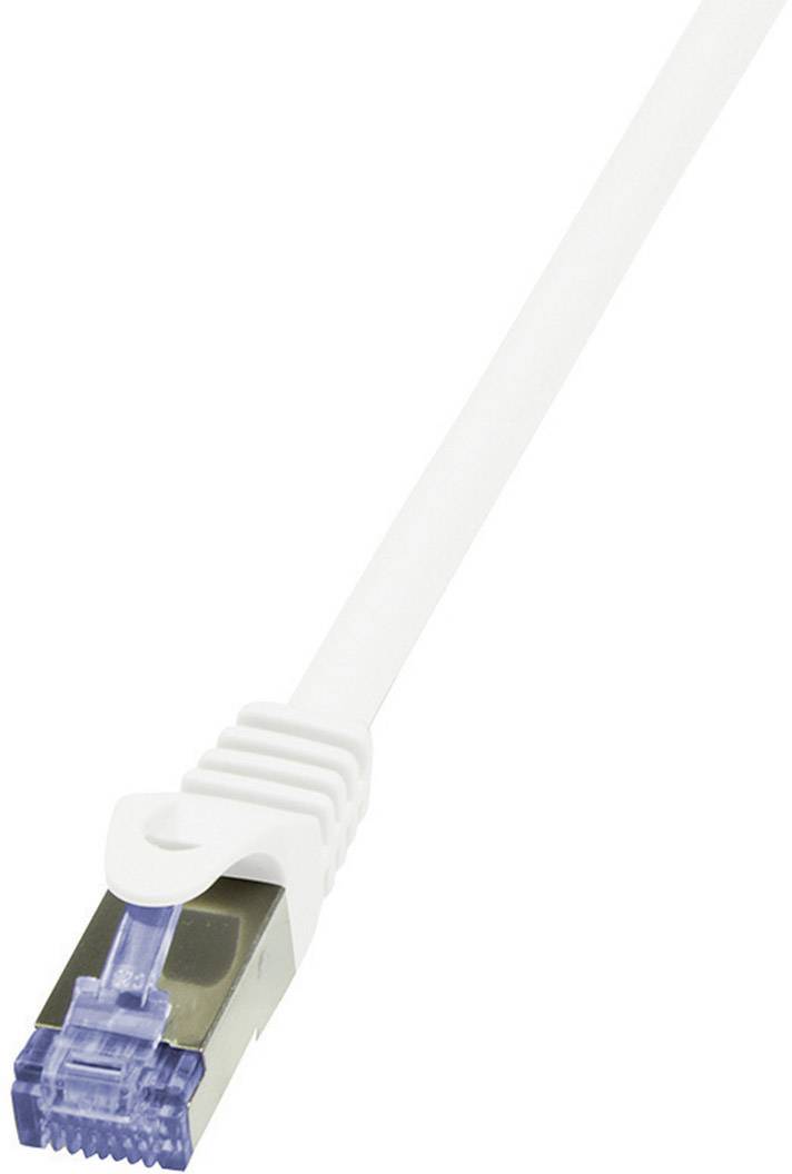 A white Ethernet cable with a blue connector, providing a stable network connection.
