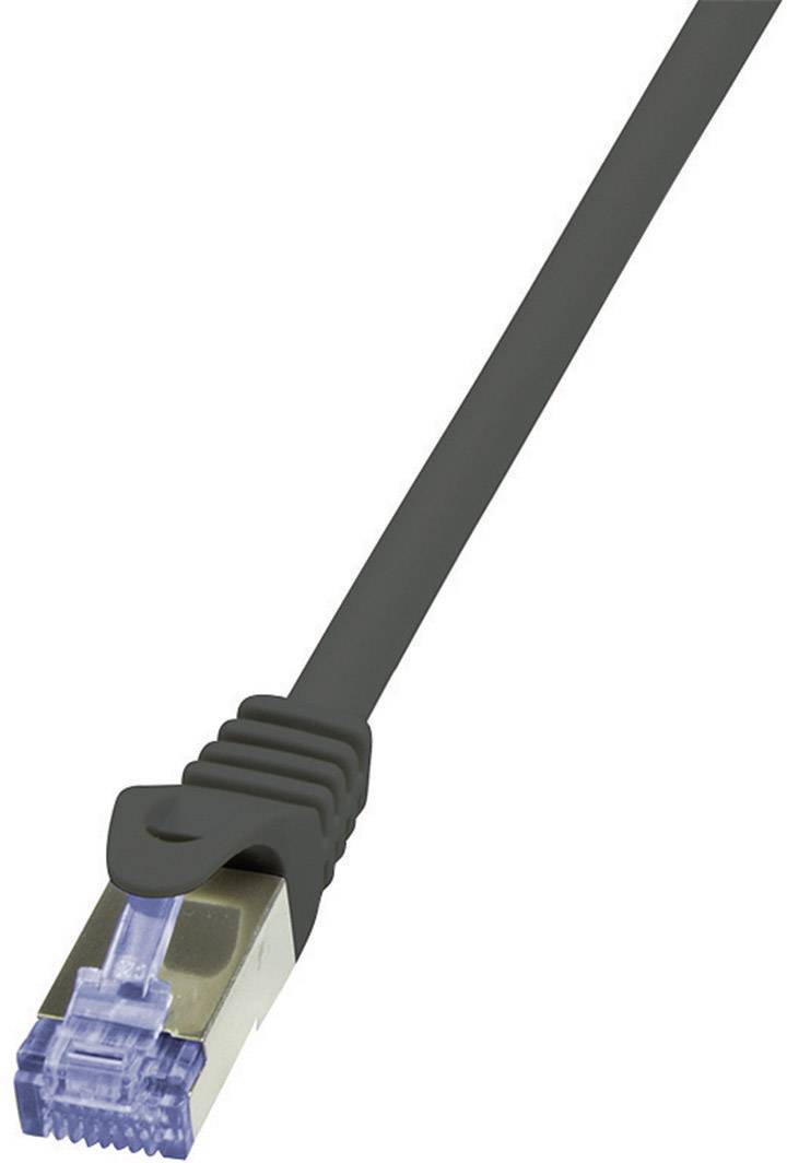LogiLink CQ3033S RJ45 Network cable, patch cable CAT 6A S/FTP 1.00 m Black Flame-retardant, incl. detent 1 pc(s)