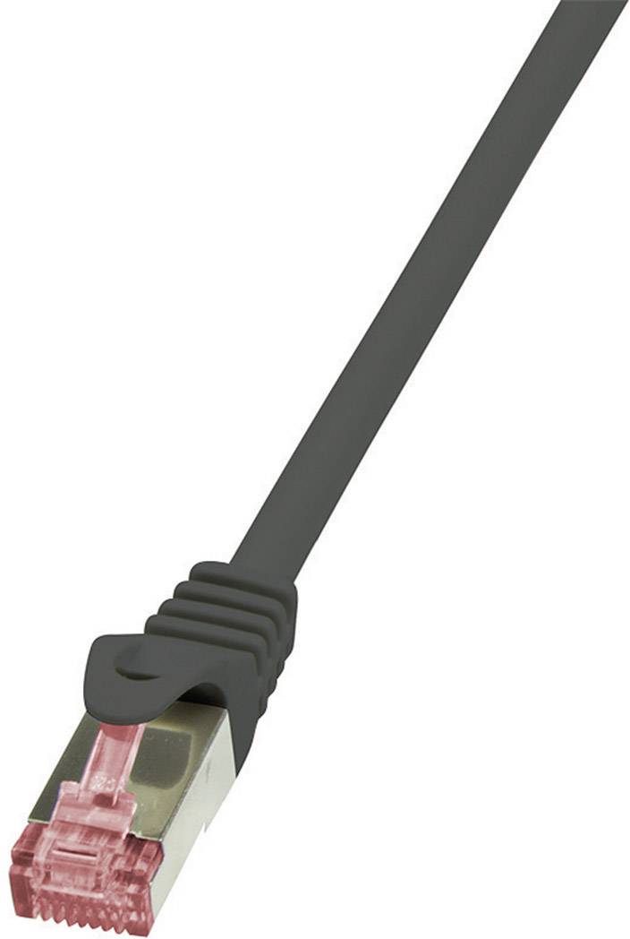 LogiLink CQ2013S RJ45 Network cable, patch cable CAT 6 S/FTP 0.25 m Black Flame-retardant, incl. detent 1 pc(s)