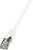 A white Ethernet cable with RJ-45 connector, used for network connections in computer networks.