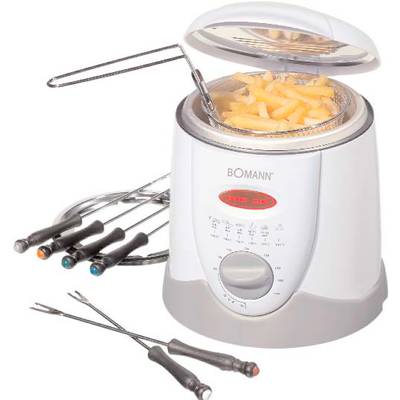Image of Bomann FFR 1290 Fondue deep fryer 840 W with manual temperature settings White, Grey