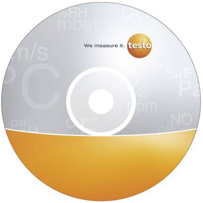 A circular illustration with a white circle in the centre and an orange area at the bottom. The text 'We measure it. testo' is visible.