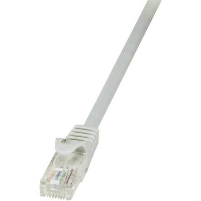 A white Ethernet cable with a transparent RJ45 connector, shown against a white background.
