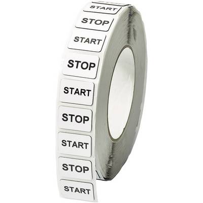 Label roll with alternating 'START' and 'STOP' labelled tags.