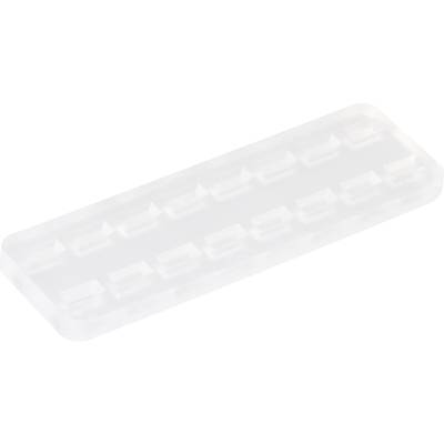 A transparent, rectangular, flat plastic cover with multiple rectangular cut-outs.