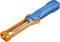 An orange and blue tool, likely a fuse puller, with a metal pin and hook. It is used for electrical fuses.