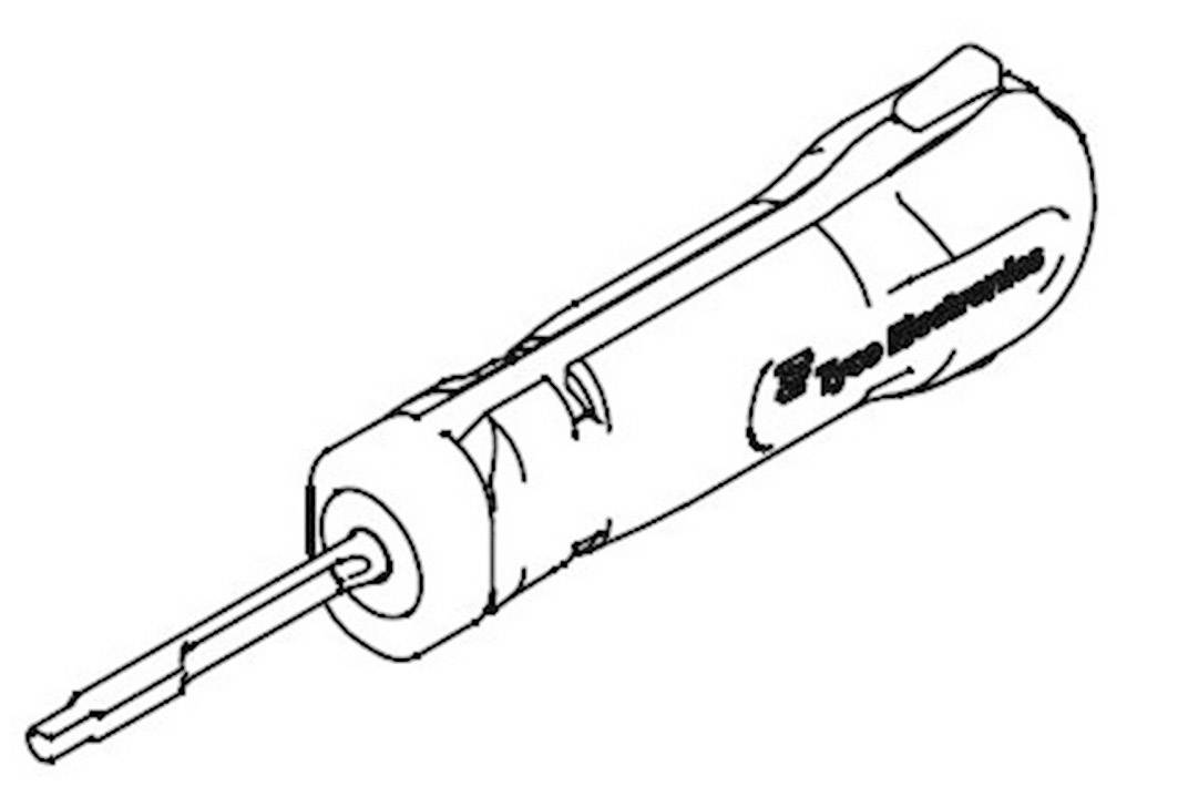 A screwdriver with an insulated handle and a narrow blade.