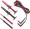 Test leads and probes in red and black, suitable for electronic measurements with multimeters.