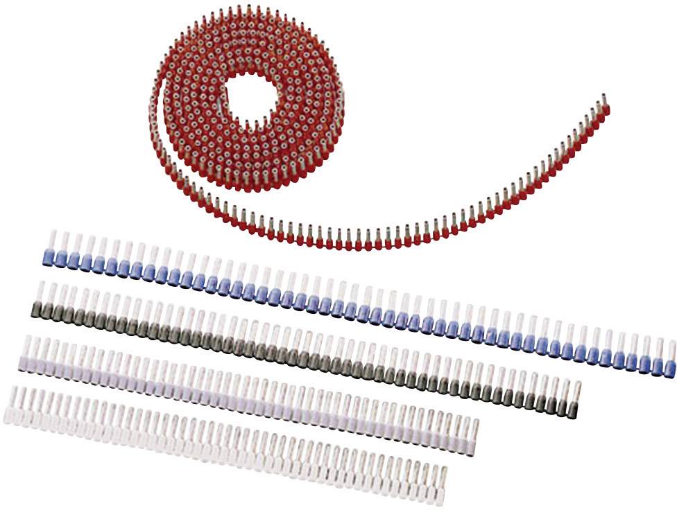 Several rows of coloured dowel magazines in red, blue and white, which are intended for machine processing.
