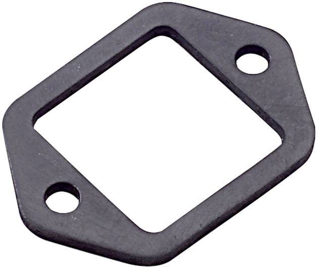 A rectangular rubber seal with two round holes on opposite sides, used for sealing in technical applications.