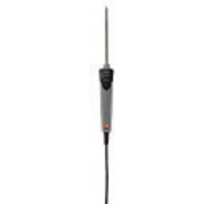 Temperature sensor with a long metal probe and cable, used for measuring temperatures in various environments.