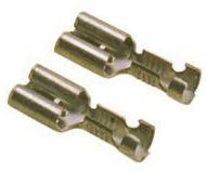 Two metal clips for electrical connection. They have a curved shape and display detailed surface structures.