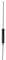 A long, black cylindrical object with a thin tip, resembling a fishing rod or antenna, against a white background.